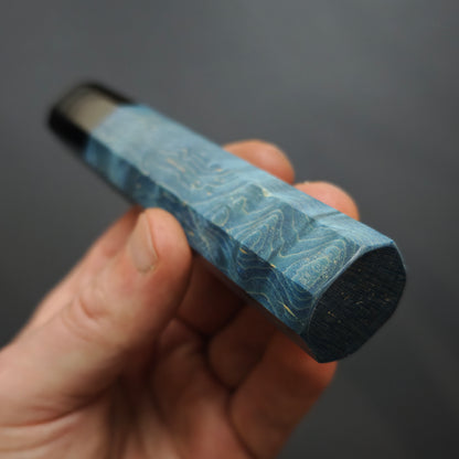Blue Dyed Curly Maple with Dark Buffalo Horn Ferrule