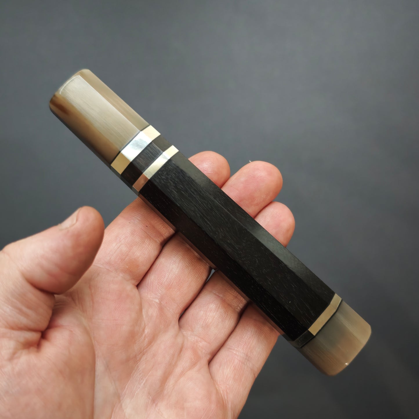 Black Ebony With Dual Blond Buffalo Horn Ferrule - 3 Metal Spacers