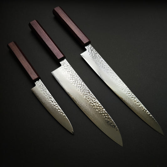 Knife Set 4 Touroku Sakai KAGAYAKI VG10 Damascus Tsuchime (S,G210,P130)