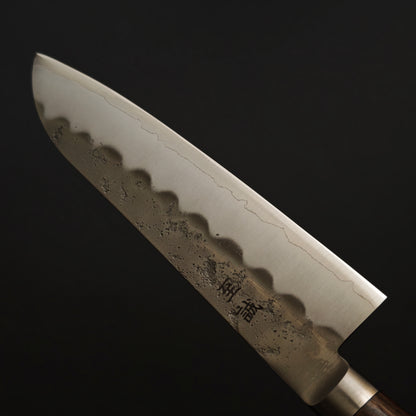Shisei Ginsan Nashiji Bolster Santoku 185mm-Brown Western handle