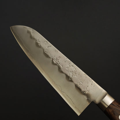 Shisei Ginsan Nashiji Bolster Santoku 185mm-Brown Western handle
