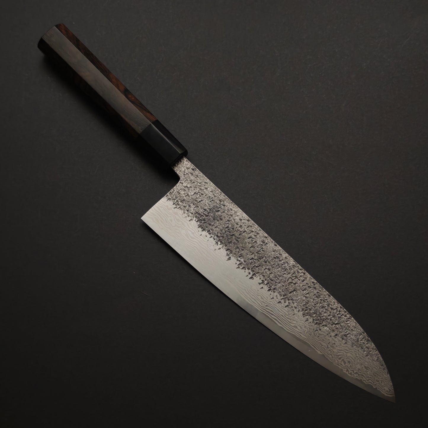 21 Miyazaki Kajiya Ginsan Damascus Tsuchime Gyuto 210mm (Batch3)