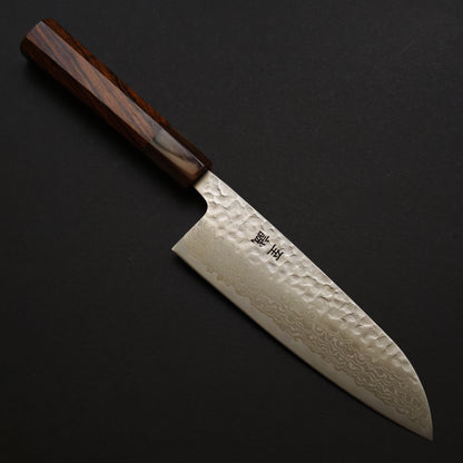 Shisei Ginsan Tsuchime Damascus Santoku 165mm