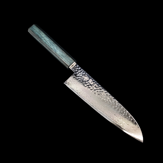Touroku Sakai KAGAYAKI VG10 Damascus Tsuchime Santoku 170mm