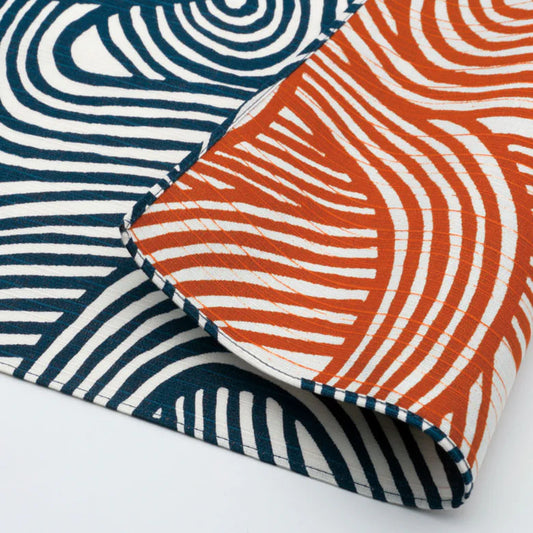 Furoshiki wrapping cloth-Isa monyo reversible, Knot Blue/Orange 480mmx480mm